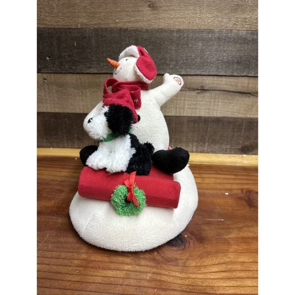 Hallmark Snowman Penguin Dog Plush Animated Singing Sled Ride Holiday Decor - Picture 3 of 6